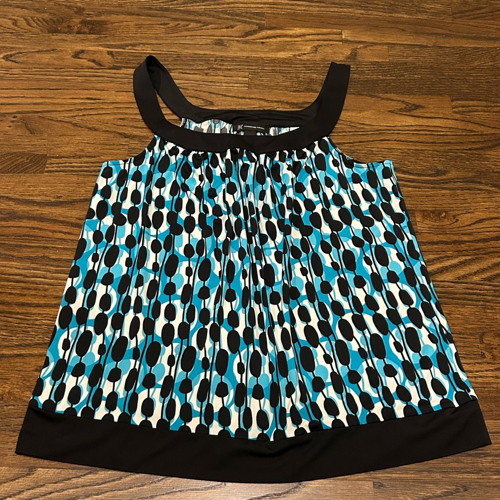 INC International Concepts Black and Blue Patterned Top